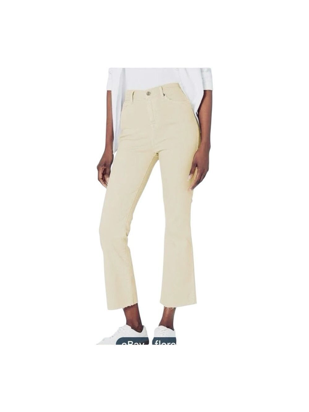 7 FOR ALL MANKIND STOVE PIPE CREAM COLOURED  Straight Leg Cropped jeans sz 24